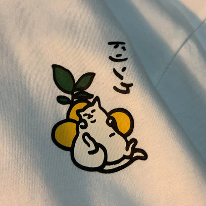 Cute Japanese Cat Print Oversized T-shirt men Women Short Sleeve Loose Casual Tee Shirt Streetwear Tops Cotton Harajuku Clothing