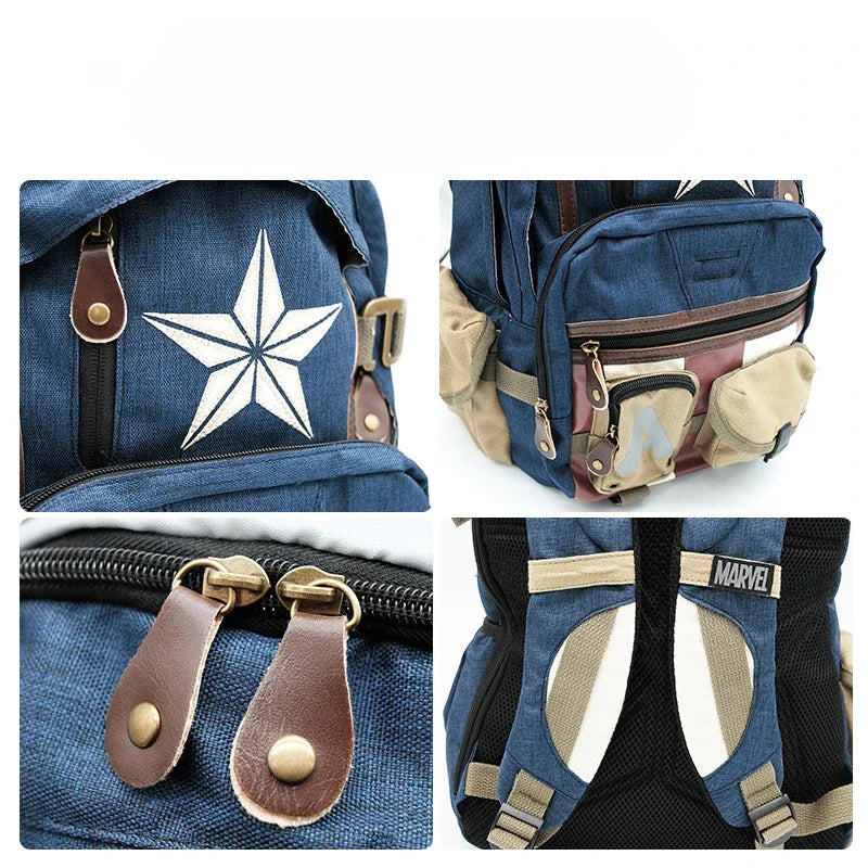 Marvel Avengers Deadpool Captains America Backpack Anime Cartoon Backpacks Outdoor Leisure Travel High Capacity Backpack Gifts