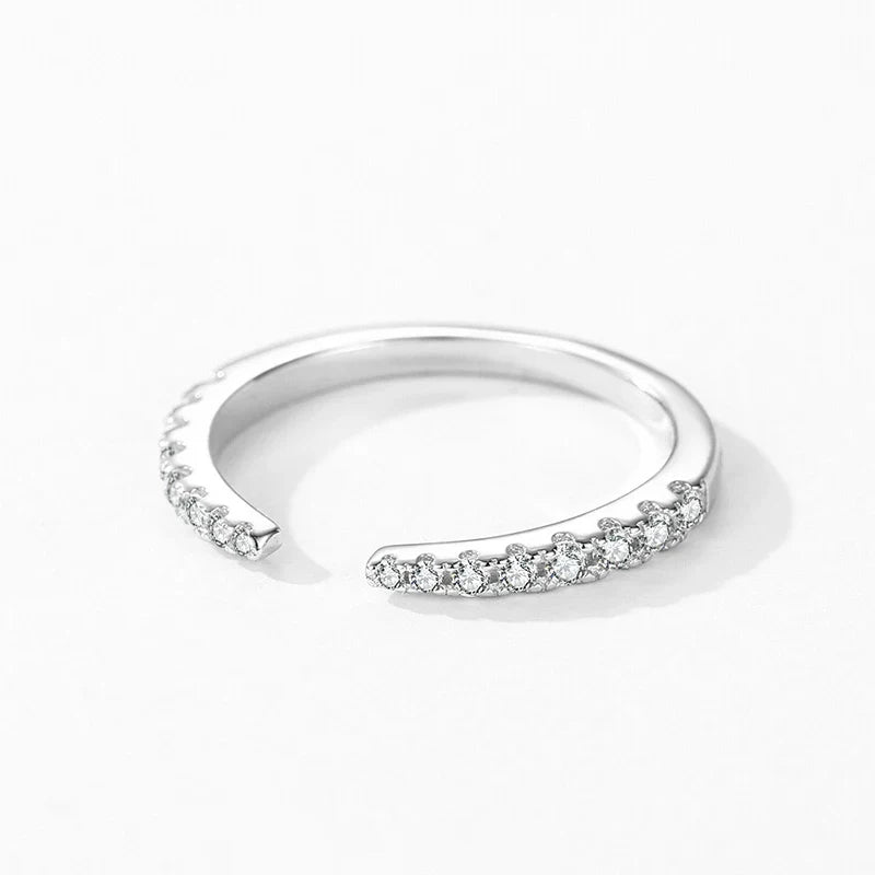 Ailmay 925 Sterling Silver Fashion Open Size Sparkling CZ Index Finger Ring For Women Classic Wedding Engagement Fine Jewelry