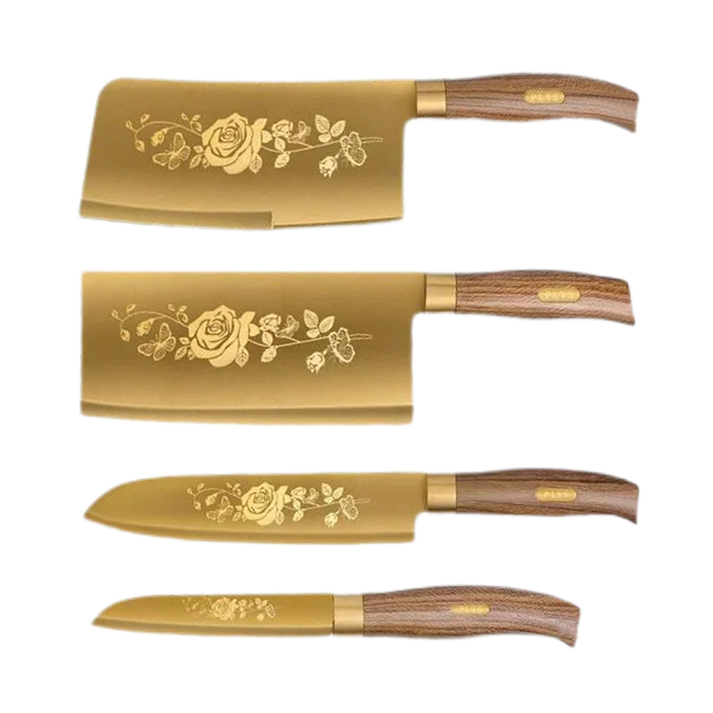 Commercial Gold Kitchen Knives Complete - Special vegetable, meat, and bone knives