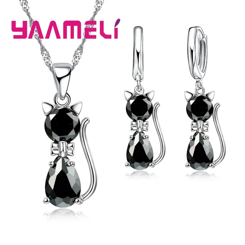 Real 925 Sterling Silver Color Jewelry Sets for Woman Girls Shining Austrian Crystal