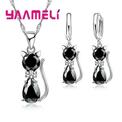 Real 925 Sterling Silver Color Jewelry Sets for Woman Girls Shining Austrian Crystal