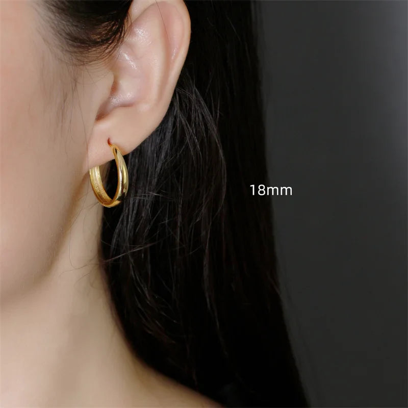 WANTME 925 Sterling Silver Simple Statement Matte Large Huggies Hoop Earrings for Men Women Fine Gothic Punk Charms S925 Jewelry