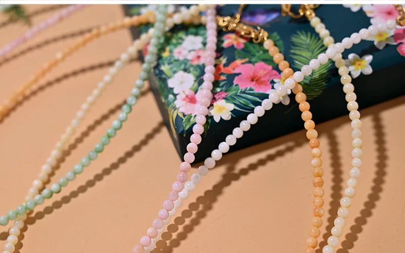 MOON GIRL Mother of Pearl Beads Heart Choker Fashion Dyed Natural Shell Necklace for Women Stainless Steel Collares Femme