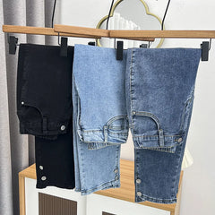 Spring Autumn Clothing Women Drainpipe Jeans Plus Size Brief Denim