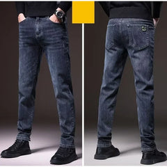 Men's Winter Thermal Korean Slim Fit Denim Pants Snow Warm Plush Thicken Trousers