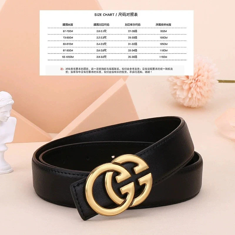 Ladies genuine leather belt, versatile decoration for business and casual wear, simple and fashionable, with a high-end feel.