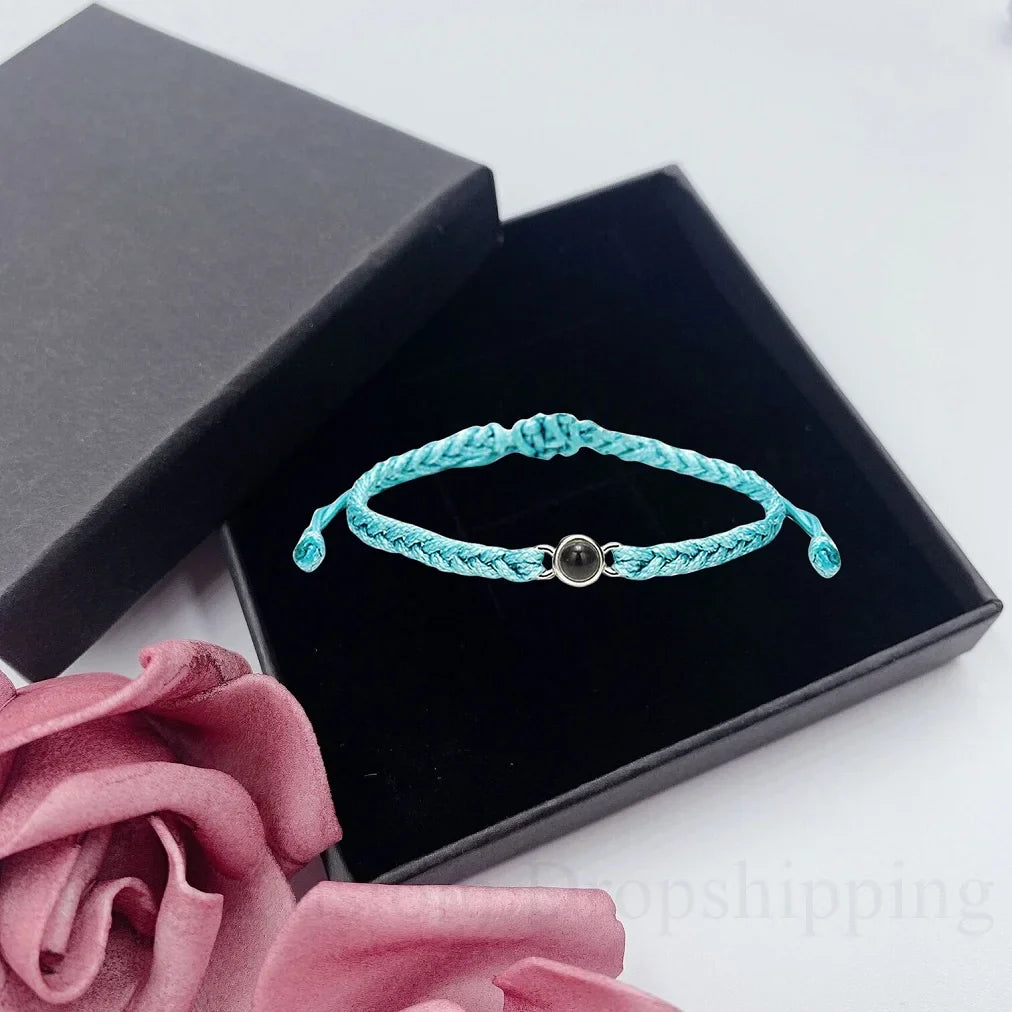 Projection Photo Circle Bracelet Personalized Stainless Steel Custom Pet Photo Couples Bracelets Mothers Day Gift