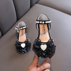 Children Sandals Rhinestone Bow Wedding Princess Girls Sandal Party Dance Baby Student Flats Kids Performance Shoes H251