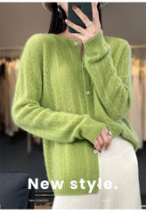 Wool Cardigan Womens Clothing O-neck Sweater Mujer Long Sleeve Tops Knitwears