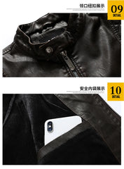 leather men plus fleece autumn and winter leather jacket wash men's coat