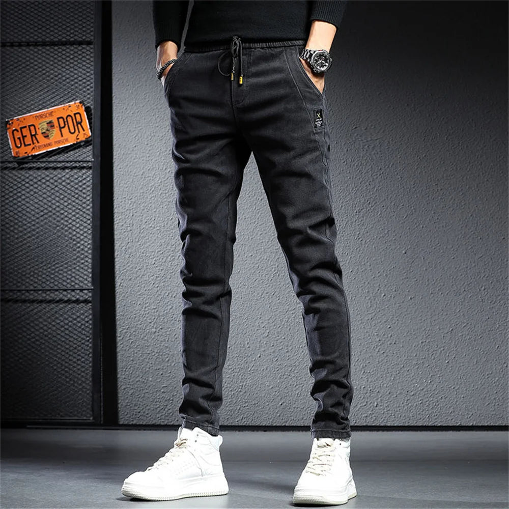 Spring Summer Black Gray Cargo Jeans Men Streetwear Denim Jogger Pants Men