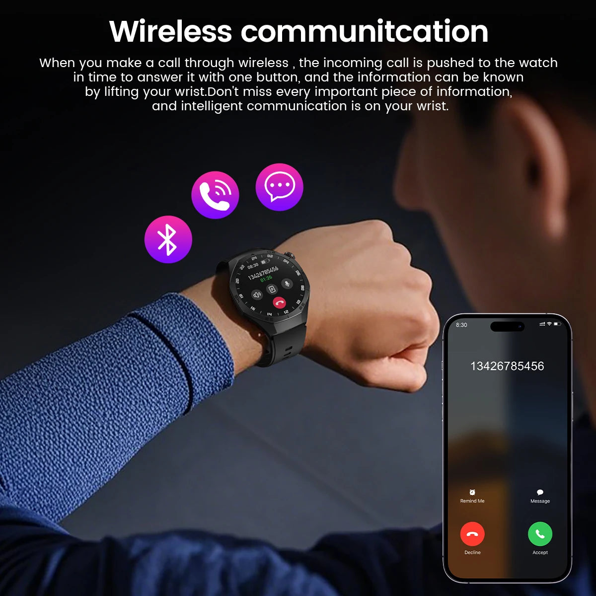 Round GPS Smart Watch Waterproof BT Call Men SmartWatch for Women Health Monitor 100+Sport Smart Band DIY Watch Faces Best Gifts