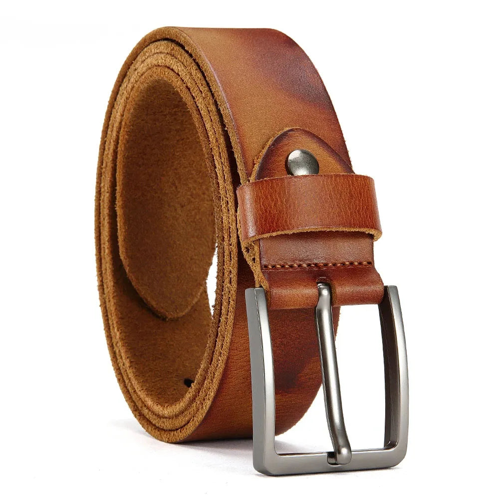 Antique High-quality Metal Needle Buckle High-quality Top Layer Cowhide Men's Casual Belt with Multiple Colors To Choose