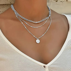 Vintage Necklace on Neck Chain Women's Jewelry Layered Accessories for Girls