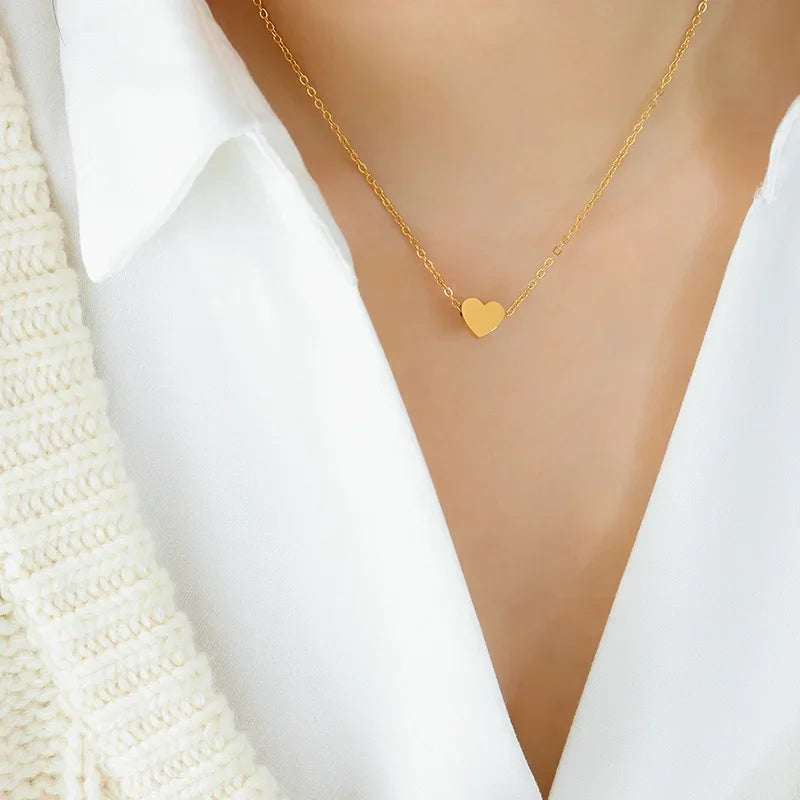 LUXUKISSKIDS Heart Star Moon Pendant Necklaces Tiny Charms Stainless Steel Choker Women/Girls Y2K Sweater Boho Jewelry Collares