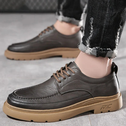 Spring and Autumn Leather shoes for men British business and leisure formal attire and elevated youth leather shoes Wedding Shoe