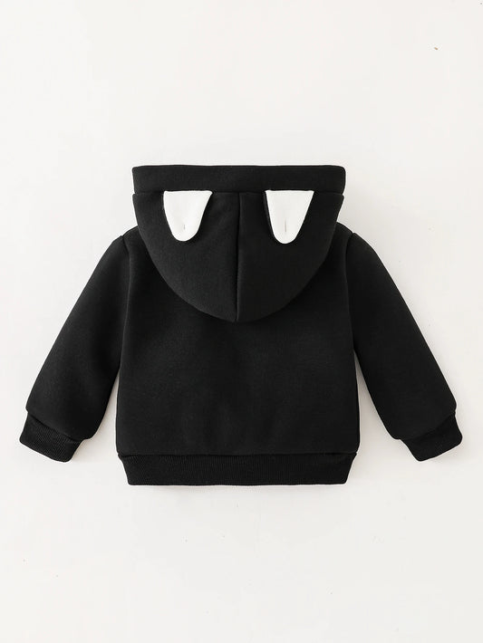 Autumn And Winter Girls  Boys Coat Long Sleeve Hooded Zipper Pattern Fashion And Warm Trendy Infant Toddler