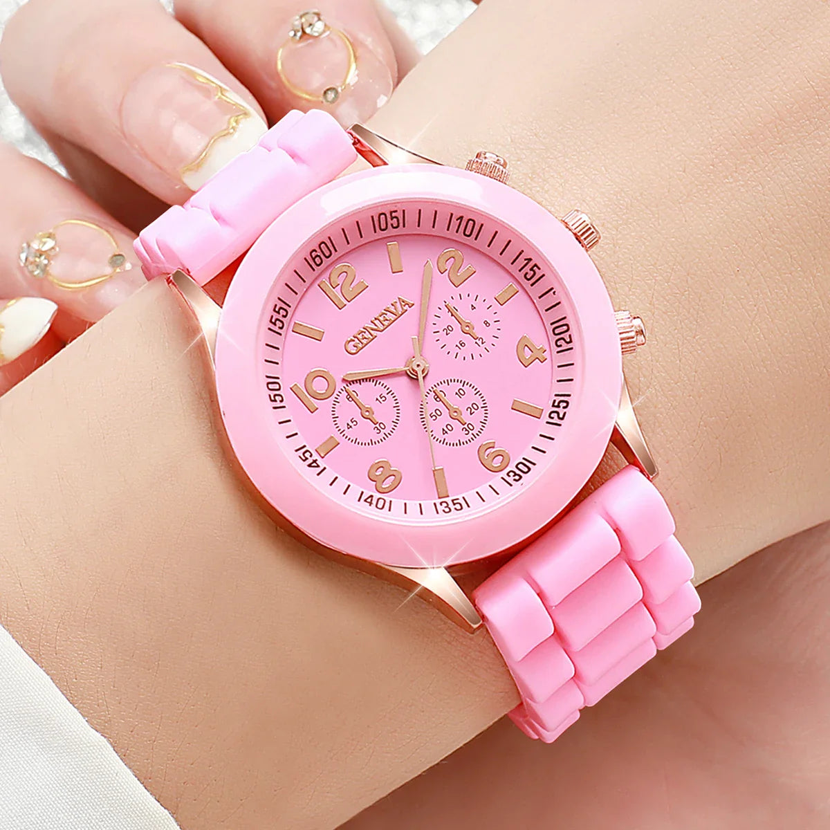 2/3PCS Women Watches Fashion Arabic Dial Silicone Band Quartz Watch Set（Without Box）