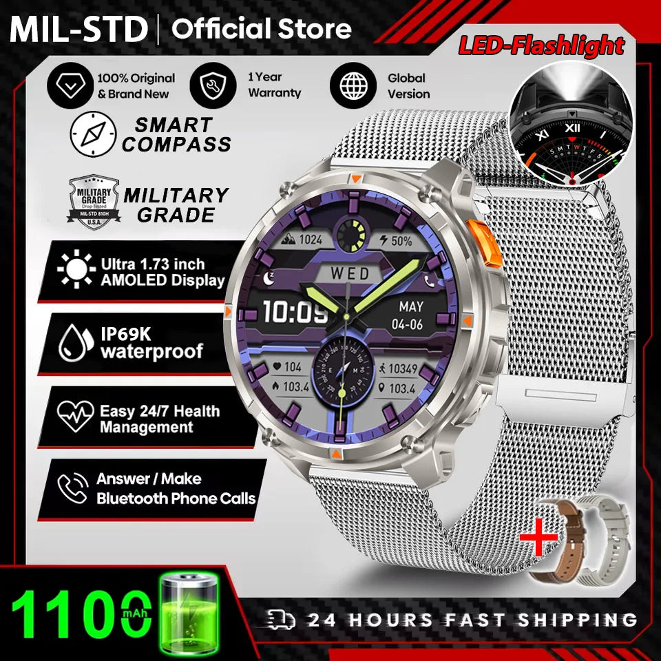 2026 New T-Rex3 Pro 1100mAh Battery Smart Watch GPS path 5ATM Waterproof Sports Run tracker Outdoors Compass Military Smartwatch