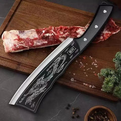 Dragon Pattern Forged Bone Chopping Knife Stainless Steel Meat Cleaver Sharp Knife