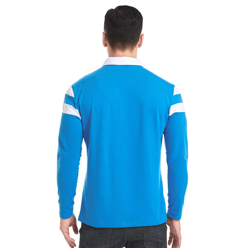 Men's Long Sleeve Striped Polo Shirts 1/4 Zip Cotton Patchwork Collared Shirt Casual Fashion Pullover Slim Fit Golf Shirt