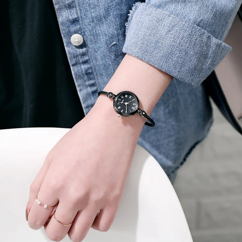 Luxury Women's Watch Small Gold Bangle Bracelet Watches Stainless Steel Retro Ladies Quartz Wristwatch Female Thin Chain Clock