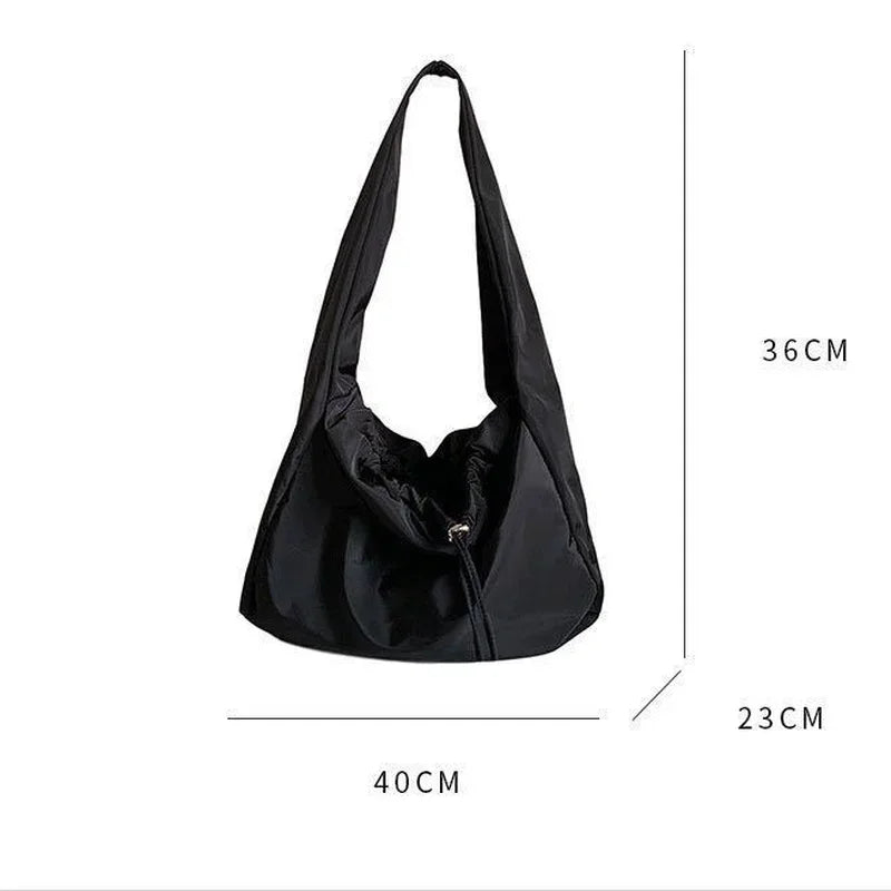 Women Bag Nylon Bucket Fashion Solid Zipper SOFT Shoulder Bag Purses