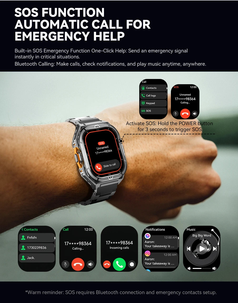 Cubot GT 3 Smart Watch, 5ATM Waterproof, 1.96-inch AMOLED, Blood Oxygen, Fitness Tracker Heart Rate GPS Sport Smartwatch for Men