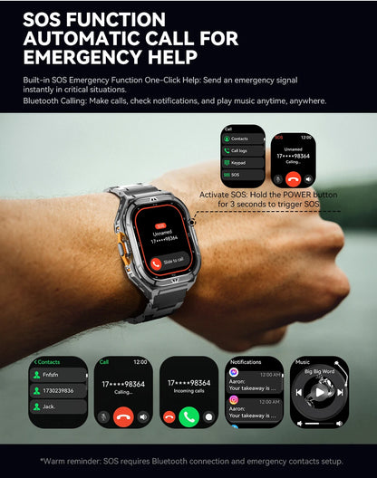 Cubot GT 3 Smart Watch, 5ATM Waterproof, 1.96-inch AMOLED, Blood Oxygen, Fitness Tracker Heart Rate GPS Sport Smartwatch for Men