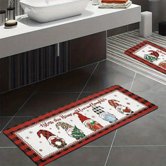 Christmas Gnome Kitchen Floor Mat Home Entrance Doormat Decor Hallway Balcony Rug