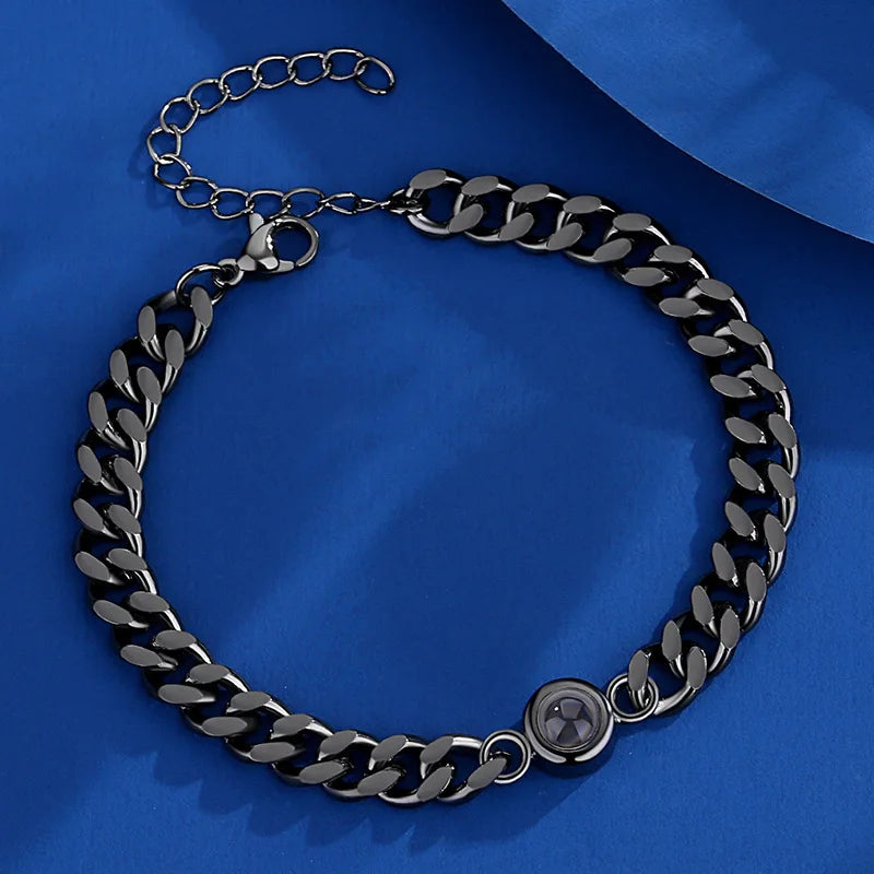 Custom Color Picture Projection Bracelet Titanium Steel Cuban Chain For Girlfriend Lover 2025 Valentine Birthday Romantic Gifts