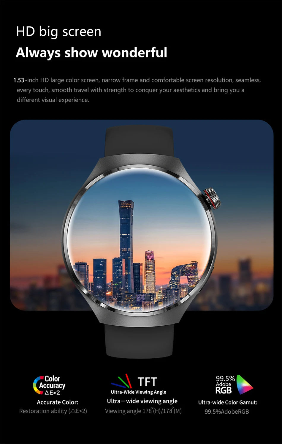 2025 New Watch 4 Pro GPS NFC Smart Watch Men 360*360 AMOLED Screen Heart Rate Bluetooth Call Waterproof Sports Man Smartwatch