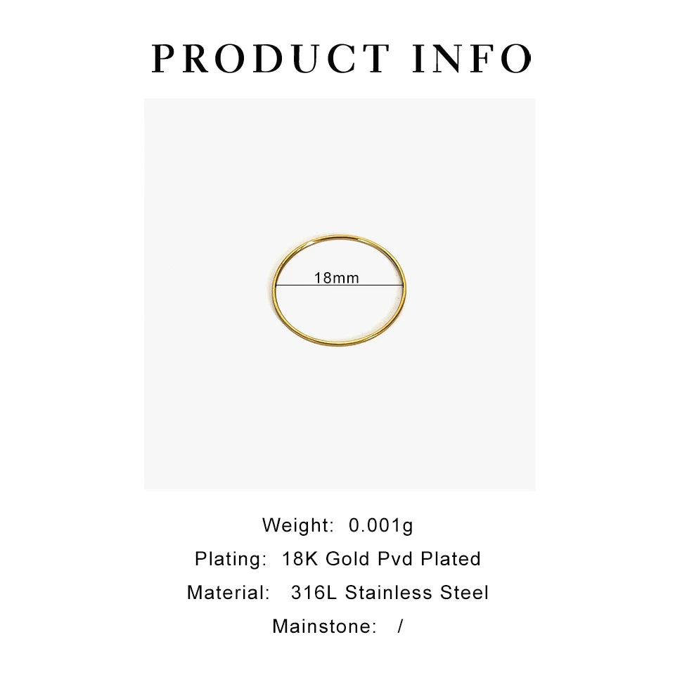 0.5mm Extremely Thin Stainless Steel Anti-Tarnish Rings for Women Fashion