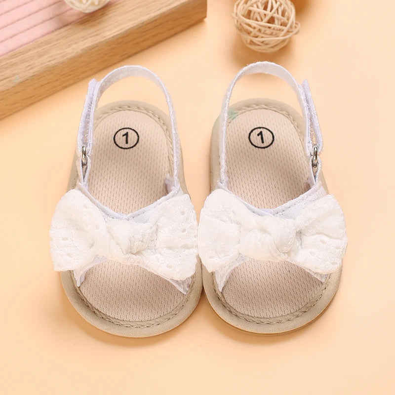 Baby girl bow sandals cute summer soft bottom flat princess shoes baby non-slip