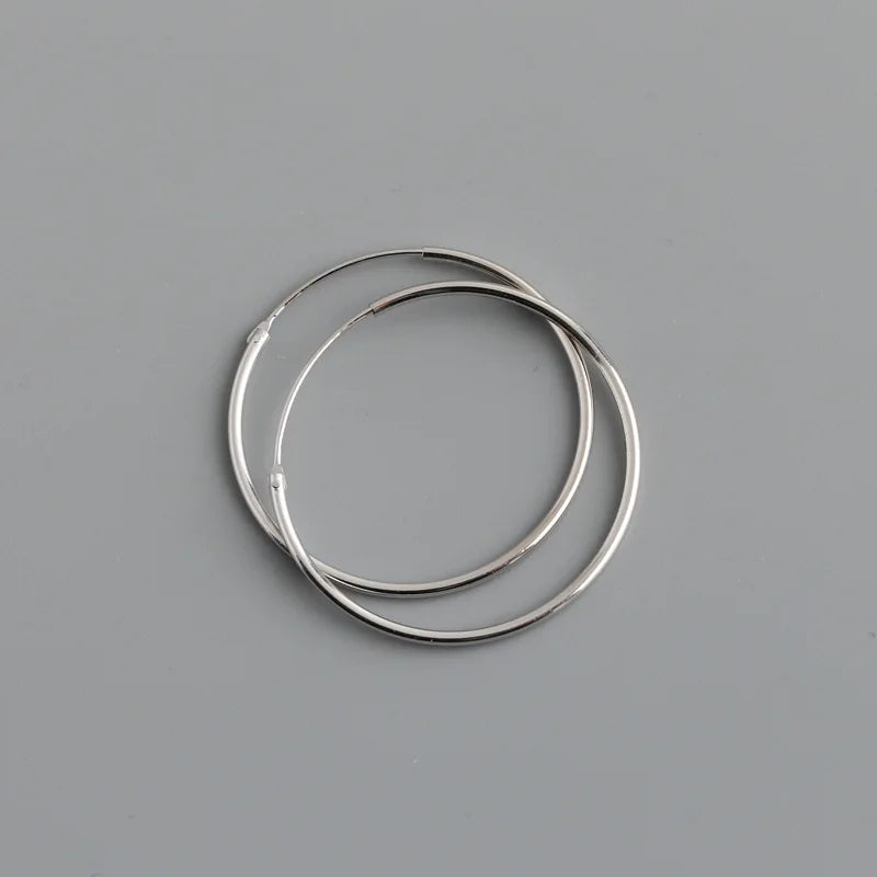WANTME Genuine 925 Sterling Silver Fashion Korean Simple Hoop Earrings for Women Men Charming Chic Party Jewelry Accessories