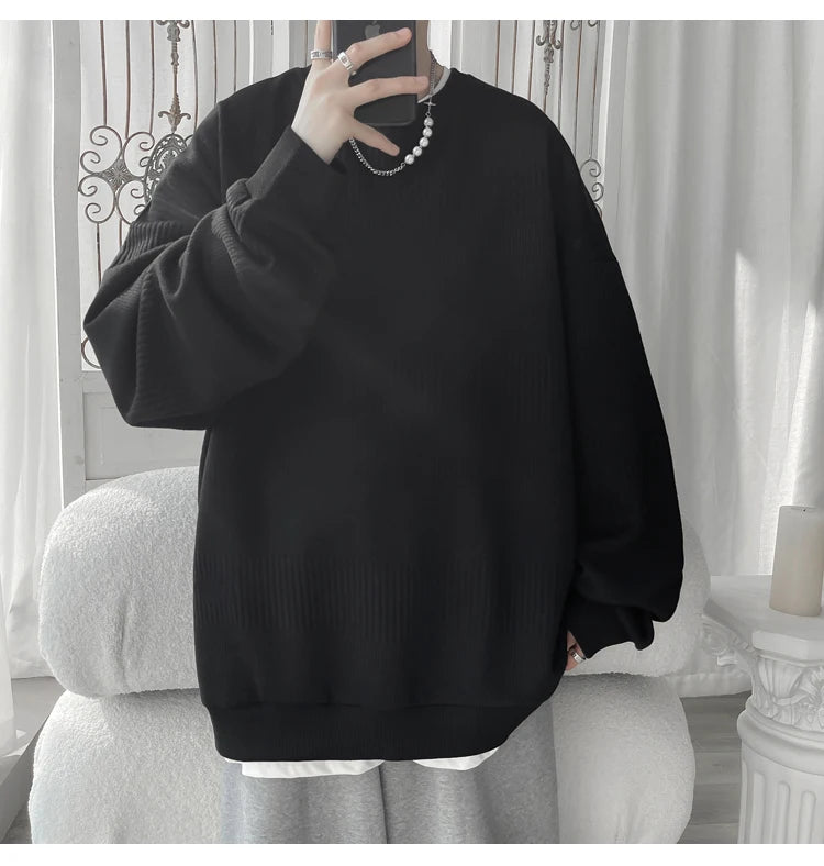 Hoodies Jacquard Sweatshirt Mens White Pullover Streetwear Casual Fashion Clothes