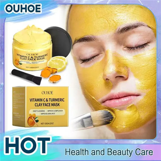 Vitamin C Turmeric Mud Mask Cleansing Shrinking Pores Moisturizer Brighten Deep Hydration Lightening Reduce Dullness Clay Mask