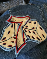 Streetwear  Jeans Y2K Hip Hop Number 7 Dice Graphic Jeans Mens Womens