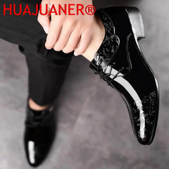 Casual Business Shoes for Men Dress Shoes Lace Up Formal Black Patent Leather