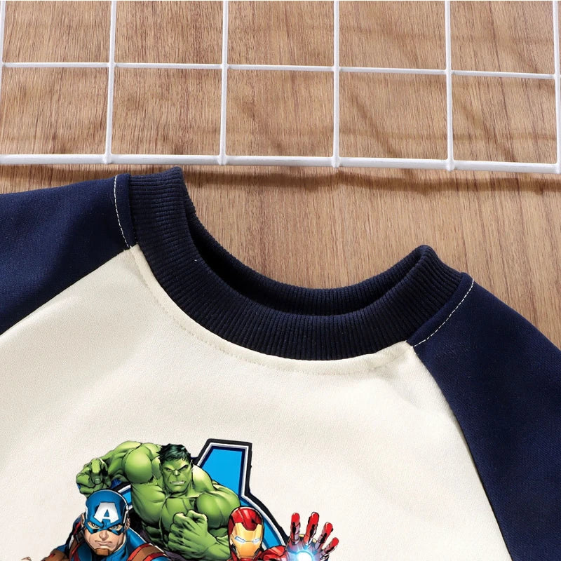 Marvel Cartoon Print Children Clothes Sets Spring/autumn Boys Sweatshirt Set Kids O Neck Hoodies Pants Two Piece Kids Tracksuit