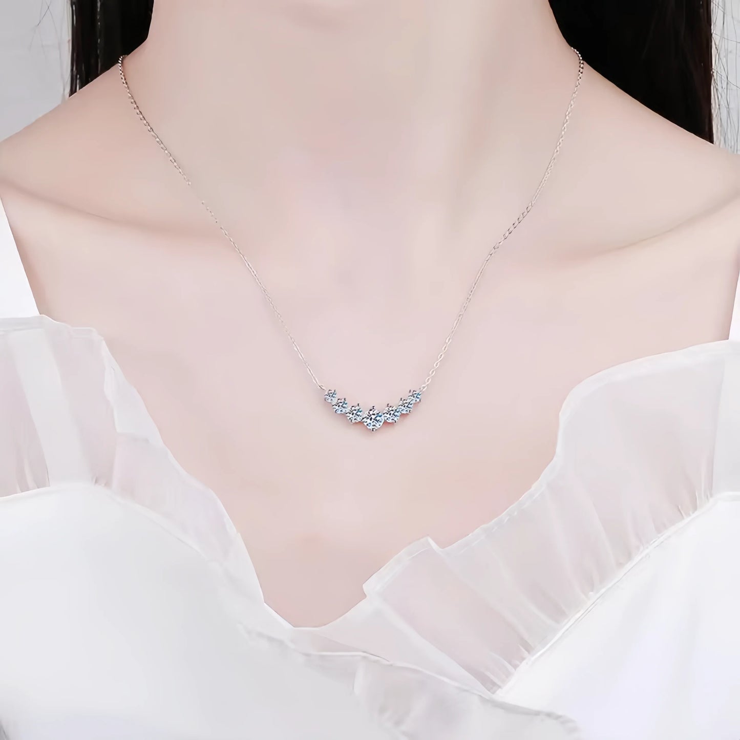 D Vvs1 Moissanite Necklace for Women Wedding Fine Jewelry with Certificates 925 Sterling Silver Plated 18K White Gold Necklace