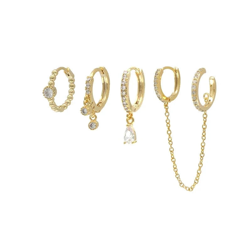 ROXI Ear Jewelry Set Water Drop Suit Earrings For Women Fashion Tassel Hoop Earring Piercing Pendientes Casual Street Jewelry
