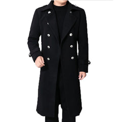 Men Winter Warm Trench Woolen Cloth Coat Mens Double Breasted Slim Casual Jackets