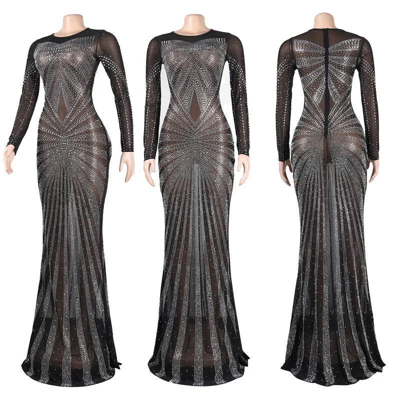 Formal attire Dresses: Rhinestone Mermaid Evening Dresses for Women Party Gown