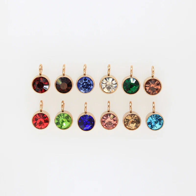 144Pcs/Lot Stainless Steel Birthstone Charms For Women Girl Pendant Earrings Bracelet Jewelry Gift Making DIY Accessories