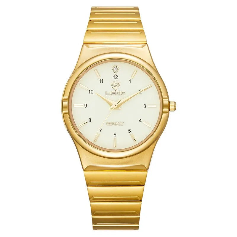 LIEBIG Japan Quart Movement Women Mens Watches Luxury Stainless Steel Female Ladies Golden Wristwatch Clock Relogio Feminino