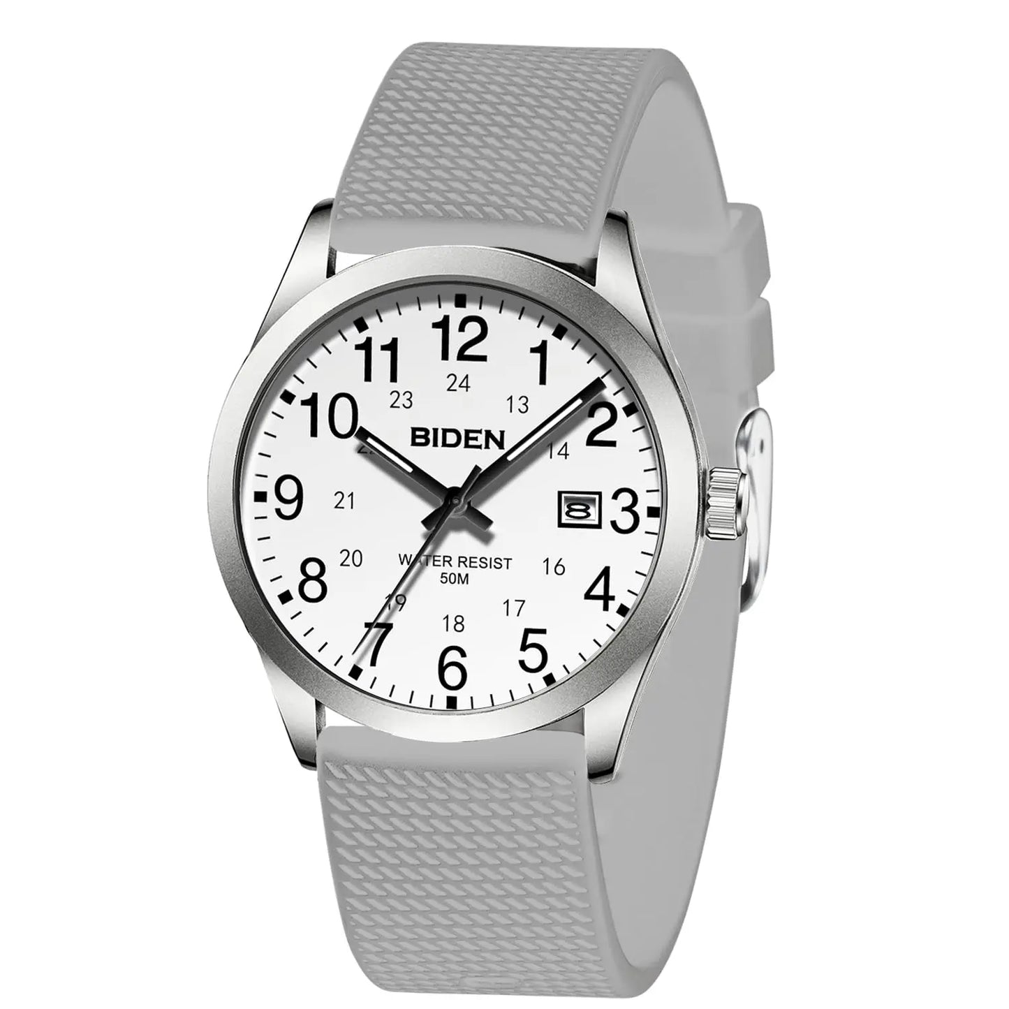 BIDEN Men's Watch Simulated Quartz Sports Men's and Women's Watch 30 Waterproof Second Hand Luminous Easy to Read Dial