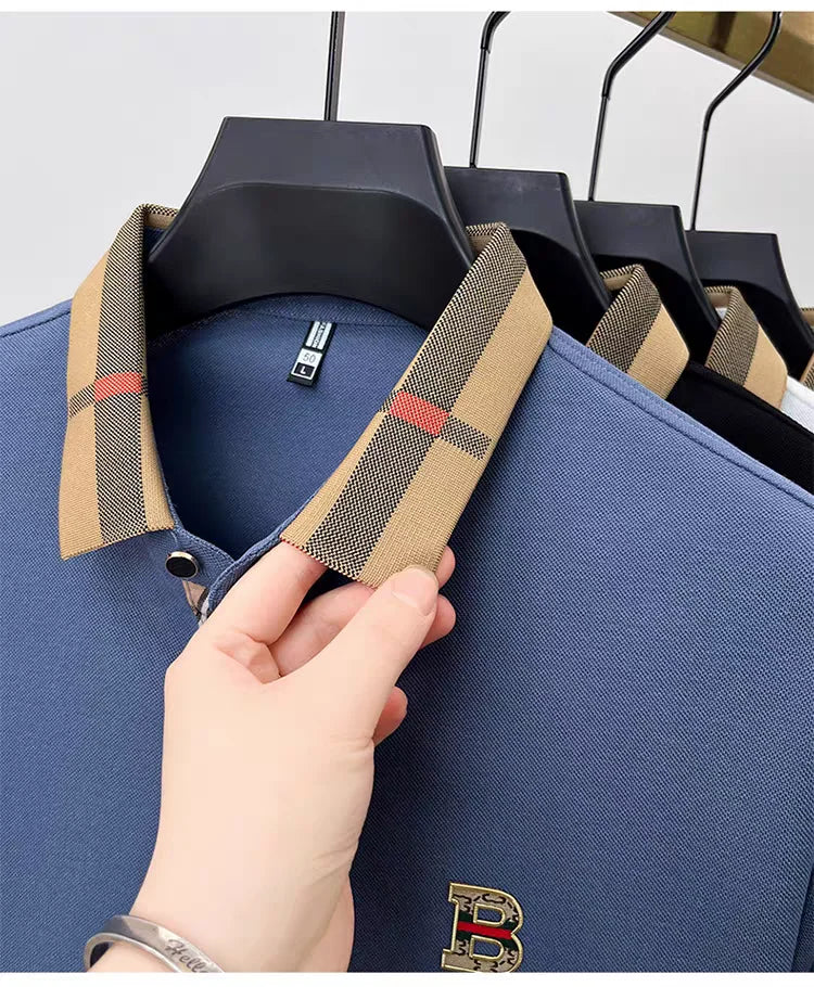 Luxury brand logo short sleeve polo shirt men summer new high-end silk cotton breathable Paul T-shirt fashion casual men's wear