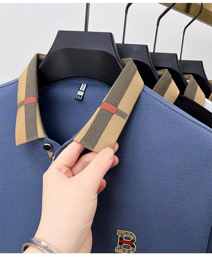 Luxury brand logo short sleeve polo shirt men summer new high-end silk cotton breathable Paul T-shirt fashion casual men's wear